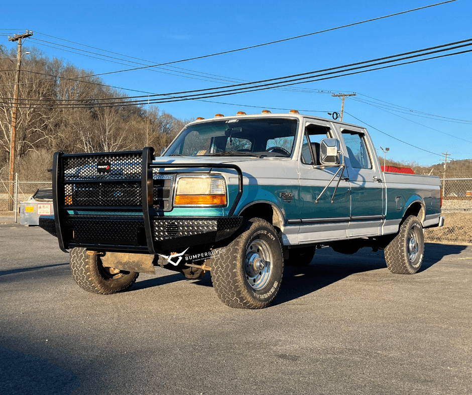 92-97 FORD F-250/F-350 DIAMOND PLATE RANCH STYLE BUMPER - RETROFIT OPTION - Black Patch Performance - RETRO-FX3001-OBS