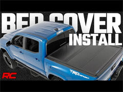 Rough Country Hard Tri - Fold Tonneau Bed Cover - 47420500 - Black Patch Performance - ROUG47420500