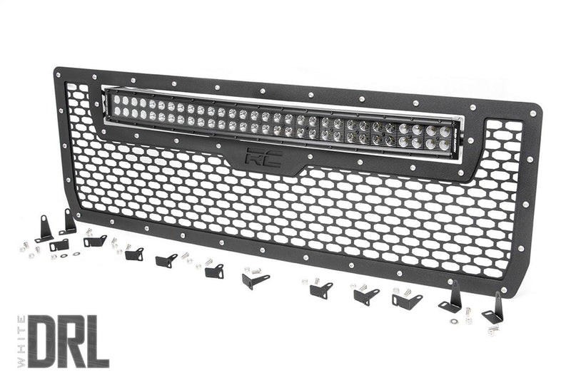 Rough Country Mesh Grille w/LED - 70190DRL - Black Patch Performance - ROUG70190DRL