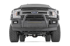 Rough Country Black Bull Bar w/ Integrated Black Series 20 - inch LED Light Bar - B - F4041 - Black Patch Performance - ROUGBF4041