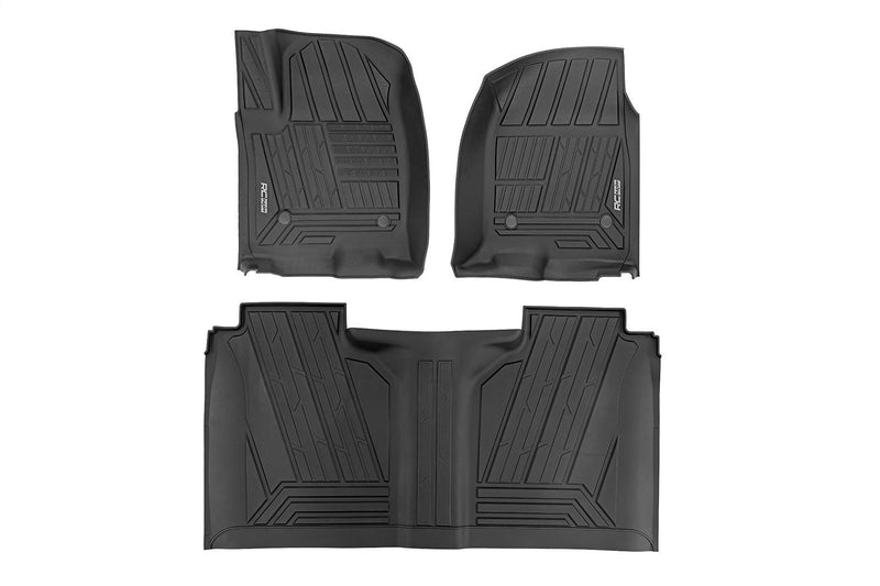 Rough Country Flex - Fit Floor Mats - FF - 21612 - Black Patch Performance - ROUGFF21612