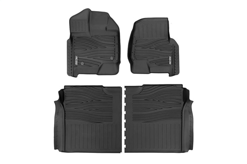 Rough Country Flex - Fit Floor Mats - FF - 51512 - Black Patch Performance - ROUGFF51512