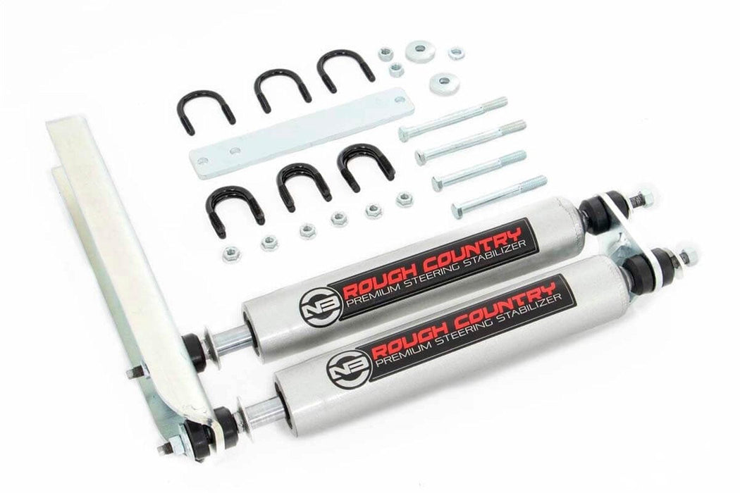 Rough Country N3 Dual Steering Stabilizer - 8733830 - Steering Damper Kit from Black Patch Performance