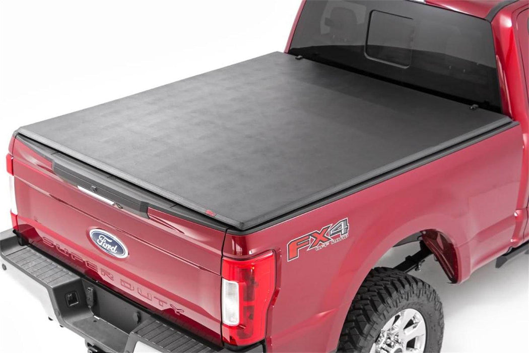 Rough Country Soft Tri-Fold Tonneau Bed Cover - 41517650 - TONNEAU COVER from Black Patch Performance