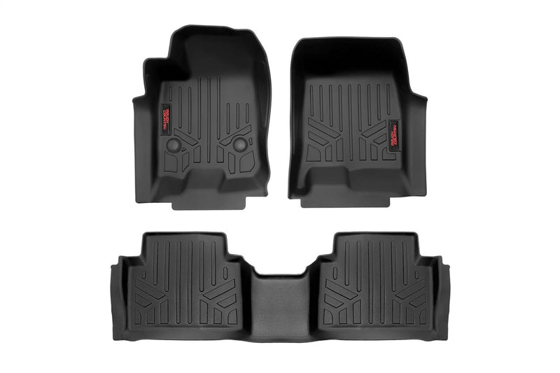 Rough Country Heavy Duty Floor Mats - M - 21313 - Black Patch Performance - ROUGM21313