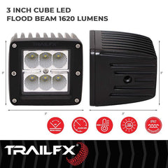 3" LED Cube Light- Pair (3X2CFPR) - Black Patch Performance - TRAI3X2CFPR