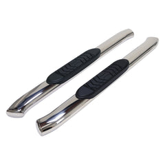 TrailFX Step Nerf Bar With Step Pads 5 Inch Oval Bent Polished Stainless Steel With Welded End Caps Rocker Panel Mount - Black Patch Performance - TRAIA7072S