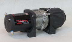 TrailFX Winch ATV/UTV Mounted Recovery WIn 250 Amp Electric 4500 Pound Line Pull Capacity 13/64 In Diameter X 40 Foot Length Steel Cable 4-Way Roller Fairlead Handlebar Mounted Rocker Switch And Wired Remote Control Integrated Solenoid Housing - Black Patch Performance - TRAIW45B