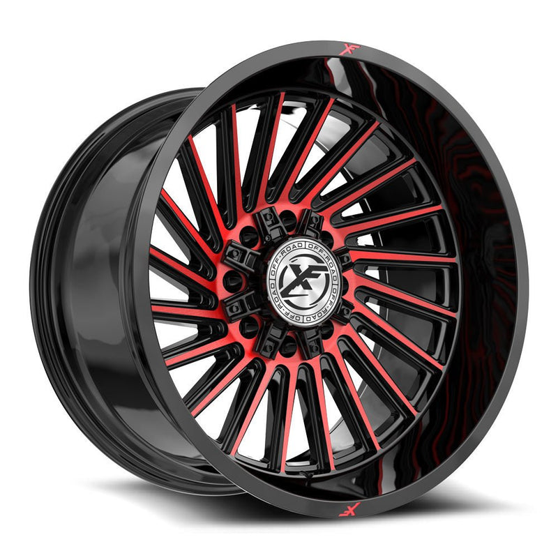 20x10 XF Off - Road XF - 239 8x6.5 8x170 Gloss Black & Red Machined Offset ( - 12) Center Bore (125.2) XF - 239201081651170 - 12BMR - Black Patch Performance - XFOFXF23920108165117012BMR