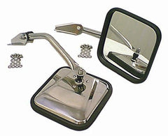 CJ-Style Side Mirror Kit, Chrome; 55-86 Jeep CJ Models - Body from Black Patch Performance
