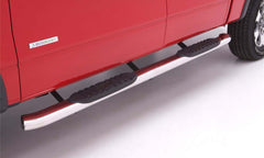 Lund 23797008 5 In Curved Oval Nerf Bars; Stainless Steel; Polished - Black Patch Performance - 23797008