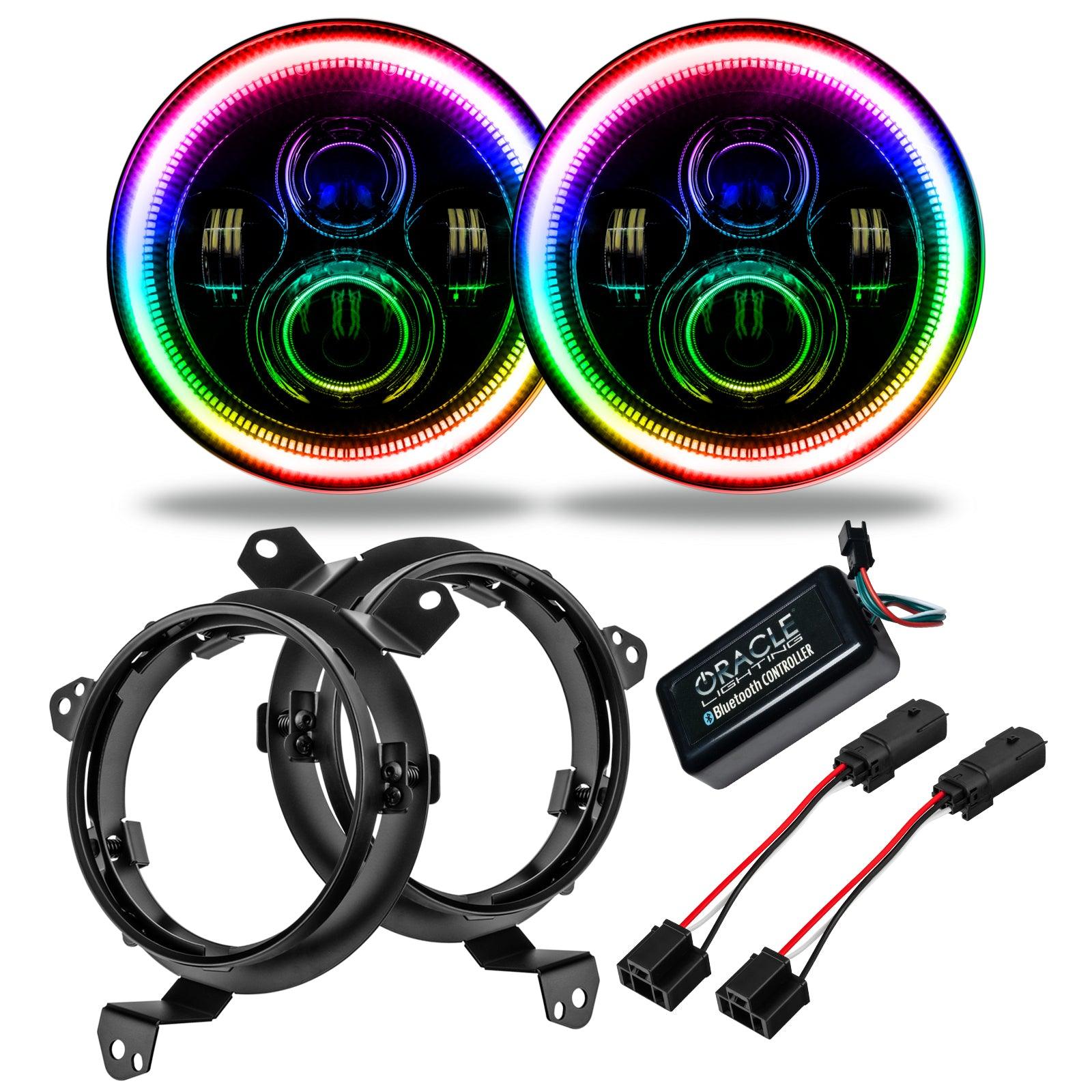 5769J-332 - ORACLE 7 Inch High Powered LED Headlights - Black Bezel - Dynamic ColorSHIFT - Jeep JL/JT - Electrical, Lighting and Body from Black Patch Performance