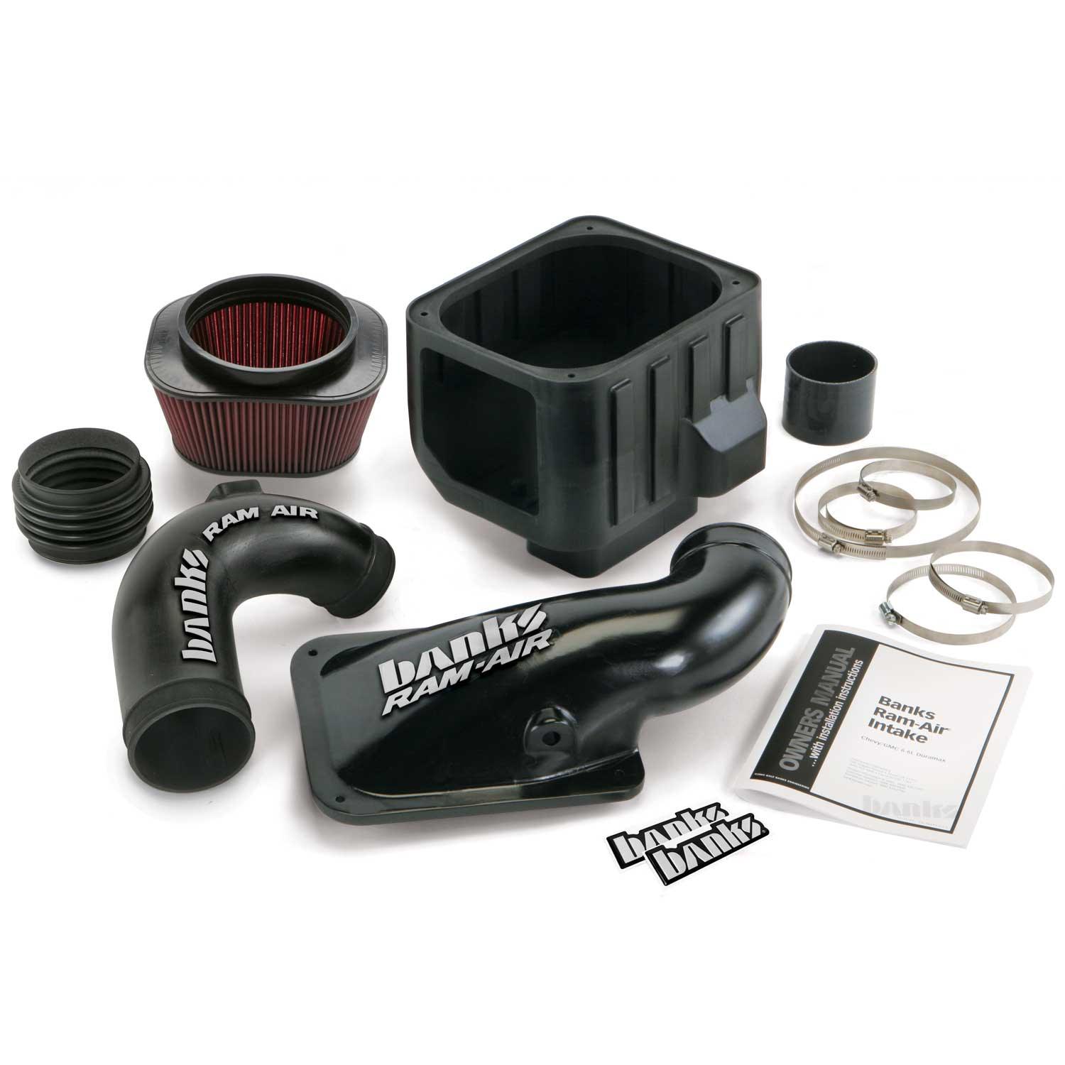 Banks Ram-Air, Oiled Filter, Cold Air Intake System for 2004-2005 Chevy/GMC 2500/3500 6.6L Duramax, LLY - Black Patch Performance - BANK42135