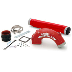 Monster-Ram Intake System, 3.5-inch (red powder-coated), includes Boost Tube for 1998-2002 Dodge Ram 2500/3500 5.9L Cummins - Black Patch Performance - BANK42764