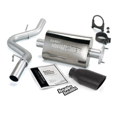 Monster Exhaust System, 2.5-inch Single Exit, Cerakote Black Tip for 2000-2003 Jeep Wrangler 2.5L/4.0L, w/Cat outlet 2 bolt flange - Black Patch Performance - BANK51313B