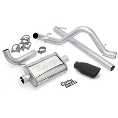 Monster Exhaust System, 2.5-inch Single Exit, Cerakote Black Tip for 2007-2011 Jeep Wrangler 3.8L, 2-door - Black Patch Performance - BANK51321B