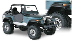Bushwacker 10910-07 Black Jeep Cutout Style Textured Finish 4-Piece Fender Flare Set for 1956-1986 Jeep CJ5, CJ5A, CJ6, CJ6A, CJ7, Willys - Black Patch Performance - BUSH1091007