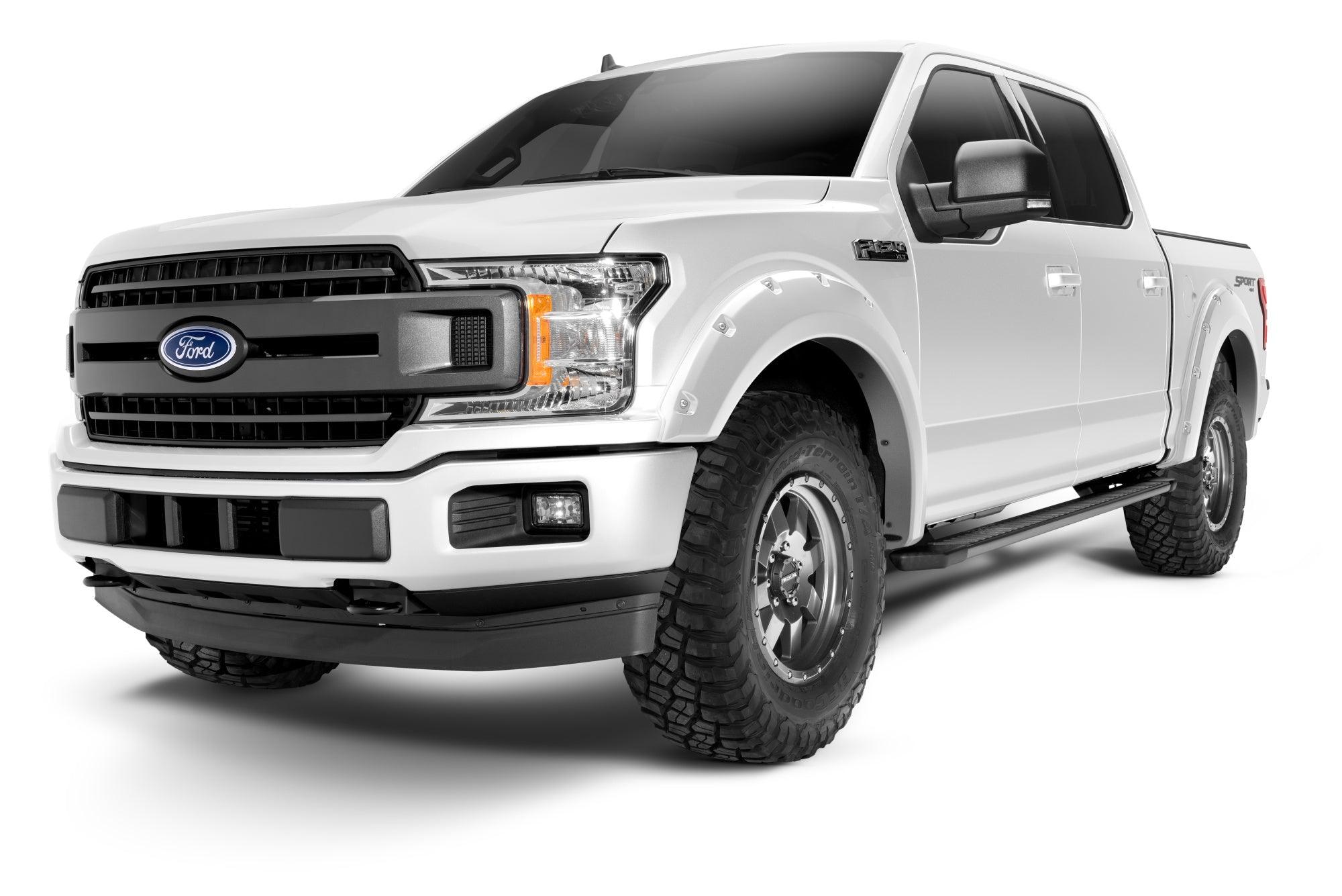 Bushwacker 20945-12 Fender Flares Pocket Style-Color Oxford White Smooth Finish 4 Pc - Black Patch Performance - BUSH2094512