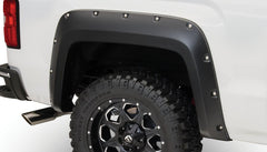 Bushwacker 40122-02 Black Pocket/Rivet Style Smooth Finish Rear Fender Flares for 2014-2018 Sierra 1500 (Incl Limited); 2015-2018 Sierra 2500 HD/3500 HD (Excludes Dually) - Black Patch Performance - BUSH4012202
