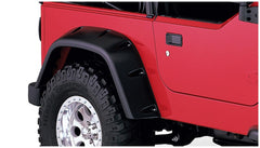 Bushwacker 10030-07 Black Max Coverage Pocket/Rivet Style Textured Finish Rear Fender Flares for 1997-2006 Jeep Wrangler TJ - Body from Black Patch Performance