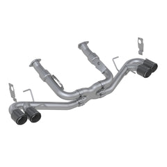 MBRP Exhaust 3in. Cat-Back; Quad Split Rear with 4.5in. Carbon Fiber Tips; T304 - Black Patch Performance - MBRPS70403CF