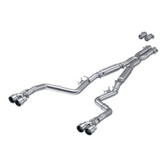 MBRP Exhaust 3in. Cat Back; Dual Rear; Quad Tips - Black Patch Performance - MBRPS7113AL