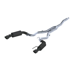 MBRP Exhaust 3in. Cat Back; Dual Split Rear; Street Version; 4.5in. tips; Black Coated - Black Patch Performance - MBRPS7274BLK