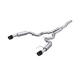 MBRP Exhaust 3in. Cat Back; Dual Split Rear; Race Version; 4.5in. CF tips; T304 - Black Patch Performance - MBRPS72753CF