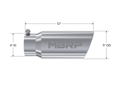 MBRP Exhaust 5" Angled Rolled End PRO Series Tip - Black Patch Performance - MBRPT5051