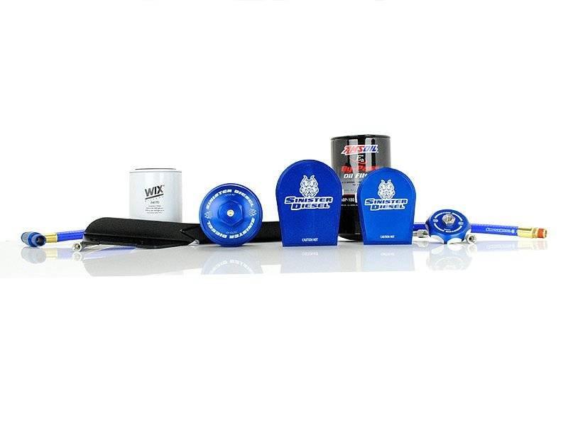Sinister Diesel Oil Filter & Coolant Filtration System for 2003-2007 Ford Powerstroke 6.0L - Black Patch Performance - SINISDEOFCF6.0