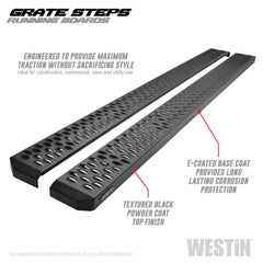 Westin 27-74765 Grate Steps Running Boards - Black Patch Performance - WEST2774765